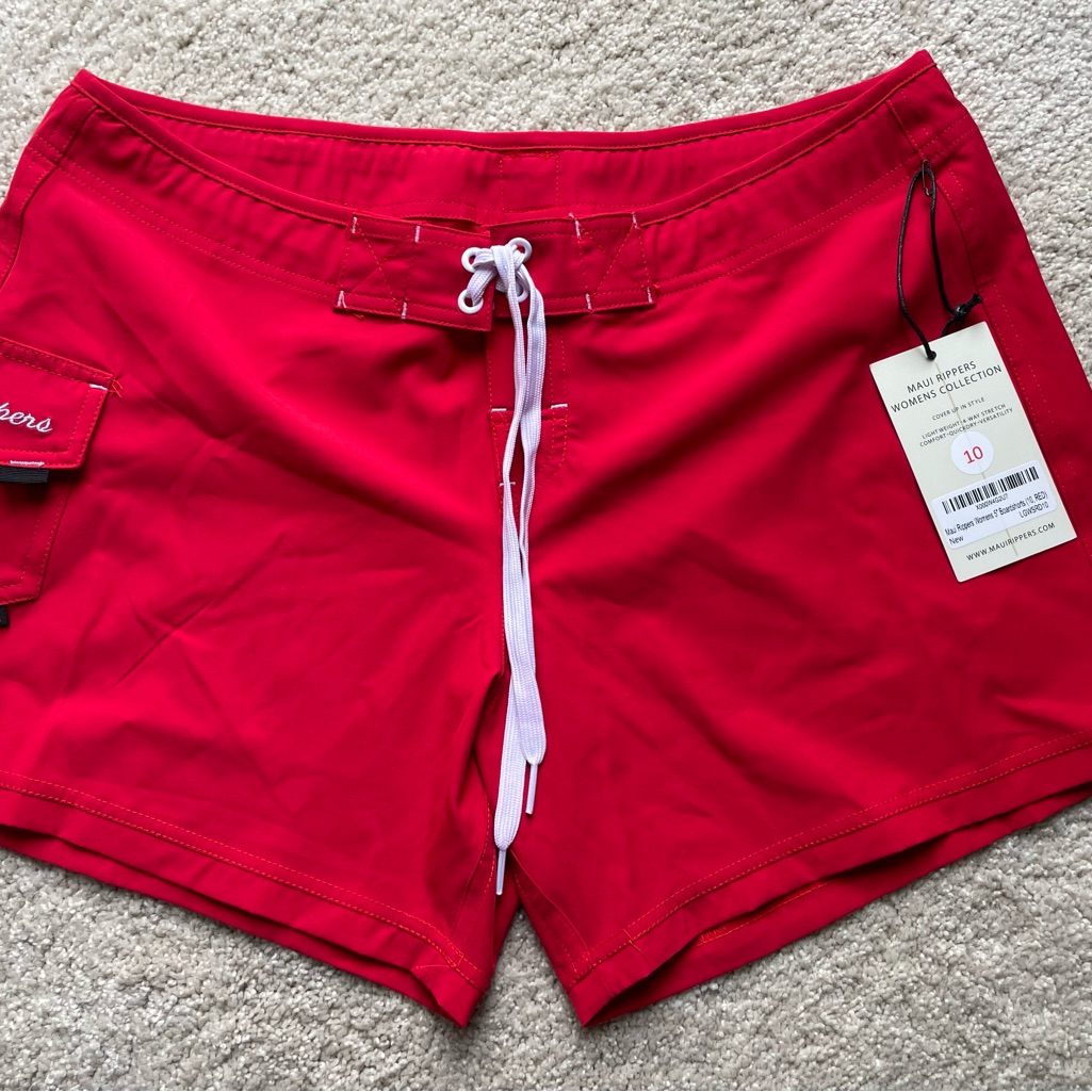 Maui Rippers Women's Red Swim Bermudas With Drawstring